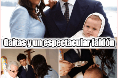 Las imágenes más tiernas del bautizo de Lorenzo, el bebé de los influencers Nacho Yanes y Laura Dosouto: gaitas y un espectacular faldón