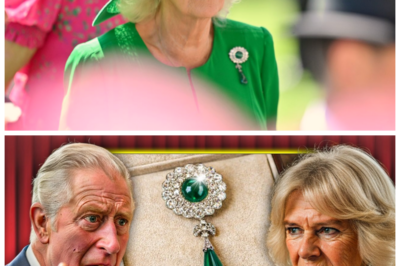 Emerald Betrayal at the Palace: Camilla Accused of Hiding the Late Queen’s Legendary Brooch—Now Charles Allegedly Strikes Back With a Title-Shattering Decision -KK What insiders are calling the most glittering scandal in years begins with a vanished emerald heirloom once favored by the late Queen and ends with whispers that King Charles has drawn a hard line in velvet and steel; courtiers speak of hushed confrontations, locked jewel vaults, and a decision so dramatic it may redraw loyalties inside the royal household overnight. The full story is in the comments below.