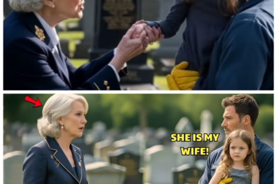 Lonely Billionaire Returns to Her Daughter’s Grave Seeking Solitude, Instead Finds a Janitor in Tears Beside a Little Girl Who Knows a Secret That Changes Everything -KK She came to the cemetery the way she always did, draped in silence and designer black, expecting only the echo of her own regrets, but this time a janitor was already there, crying openly beside a little girl clutching wildflowers, and when the child looked up and spoke a name that should have stayed buried, the billionaire felt the ground shift beneath her perfectly polished world. The full story is in the comments below.